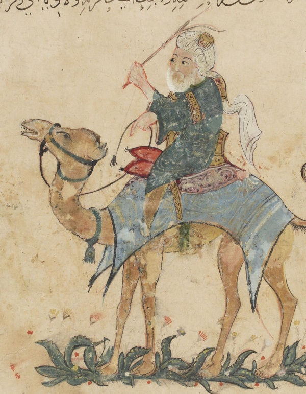 Voyageur arabe (miniature de ibn mahmud al-wasiti, bagdad, fin du XIIIe siècle)