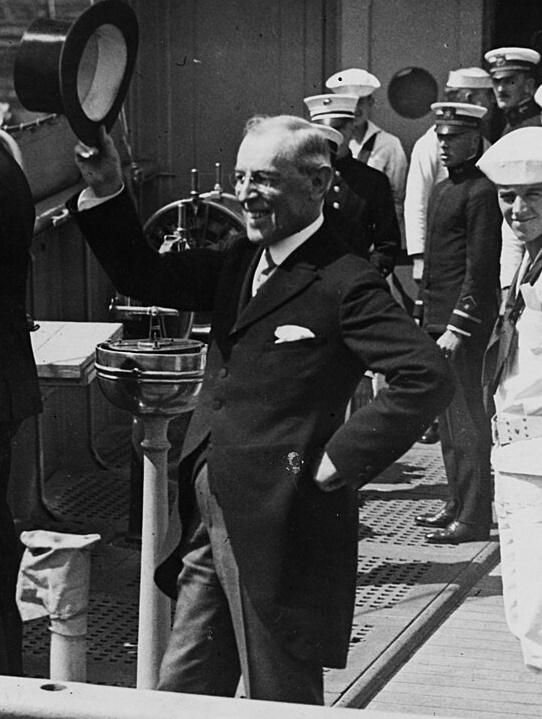 Le président Woodrow Wilson de retour aux Etats-Unis le 8 juillet 1919 après la signature du traité de paix de Versailles