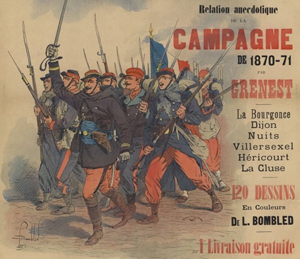 L'Armée de l'Est, relation anecdotique de la campagne de 1870-71 par Grenest... 120 dessins en couleurs de L. Bombled, lithographie, 1890, BnF, Gallica, Paris.