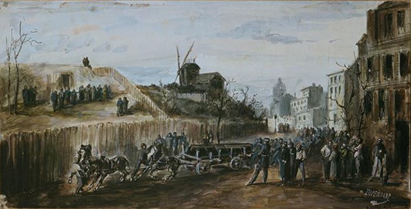 Les canons de la Garde Nationale au sommet de la Butte Montmartre en 1871, Alexandre Dupendant, RMN-Grand Palais, DR.
