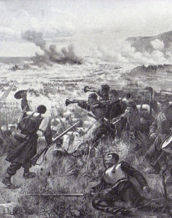 Salut à la victoire, (bataille de Coulmiers), tableau de Henri Charles Étienne Dujardin-Beaumetz in Histoire générale de la guerre franco-allemande, 1870-1871, colonel Rousset, édition Jules Tallandier, 1911.