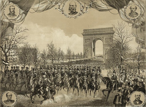 Entrée triomphale de l'armée allemande à Paris, 1871, bibliothèque du Congrès, Washington.