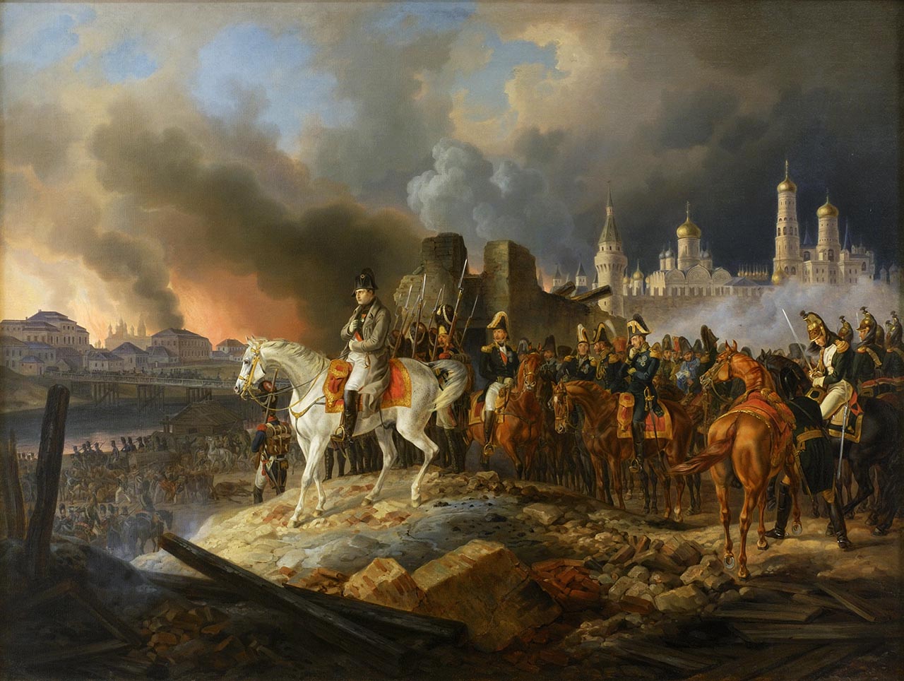 Les clochers dorés de Moscou pendant le grand incendie, le 15 septembre 1812 