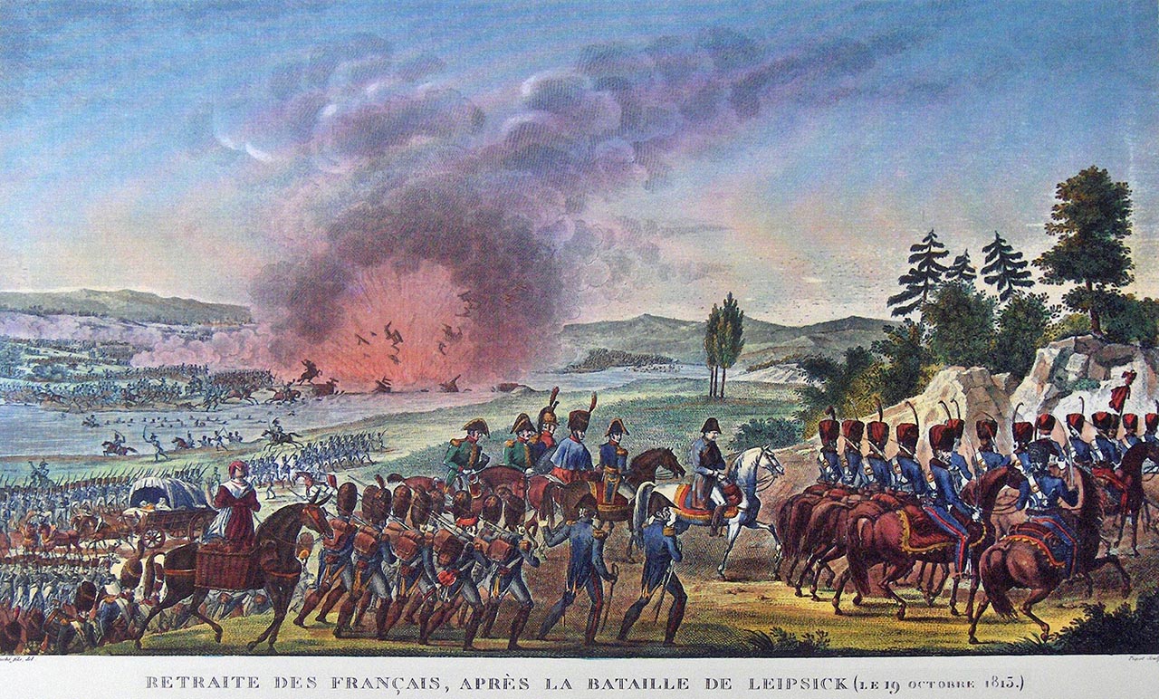 Retraite des Français, après la bataille de Leipzig, le 19 octobre 1813
