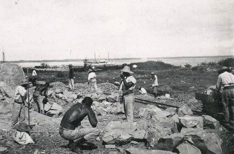 Tableau Ancien : "Guyane Cayenne, Île Des Forçats Libérés" - Huile Sur Panneau, École Française Fin 19ème