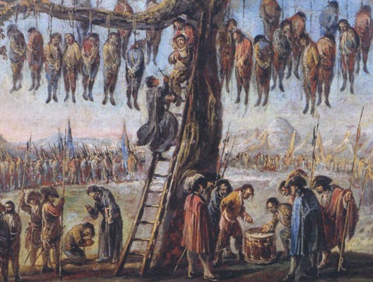 L'arbre aux pendus (d'après une gravure de Jacques Callot, 1633, Musée Lorrain) L'arbre aux pendus (d'après une gravure de Jacques Callot, 1633, Musée Lorrain)