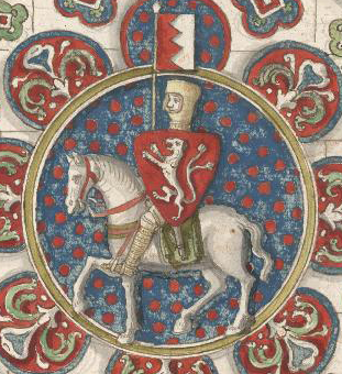 Simon V de Montfort, 6e comte de Leicester (1200 ; 4 août 1265), d'après une ancienne transcription d'un vitrail de la cathédrale de Chartres (1711)