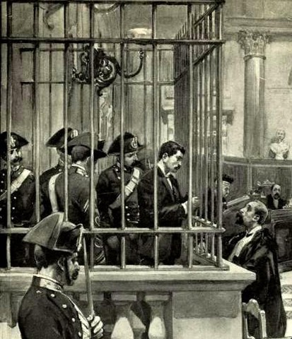 Gaetano Bresci assassin de Humbert Ier, illustration d?Achille Beltrame, 1900 , La Domenica del Corriere.