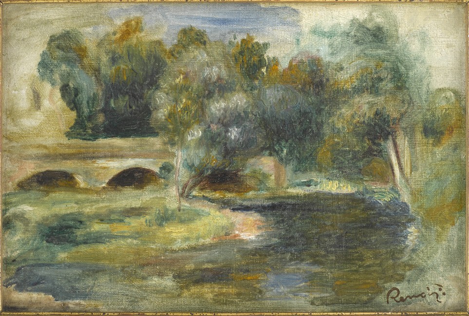 &laquo; Pont sur une rivi&egrave;re &raquo;, s.d., Pierre-Auguste Renoir, mus&eacute;e d?Orsay, Paris. Pont de la commune voisine d' Essoyes.