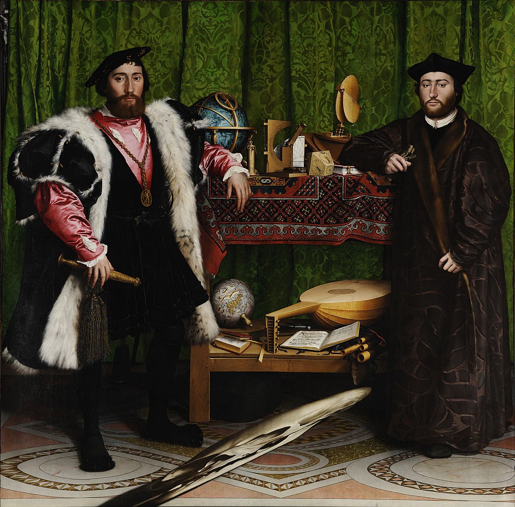 Les Ambassadeurs, huile, 207x209 cm, Hans Holbein le Jeune, 1533 (National Gallery, Londres)
