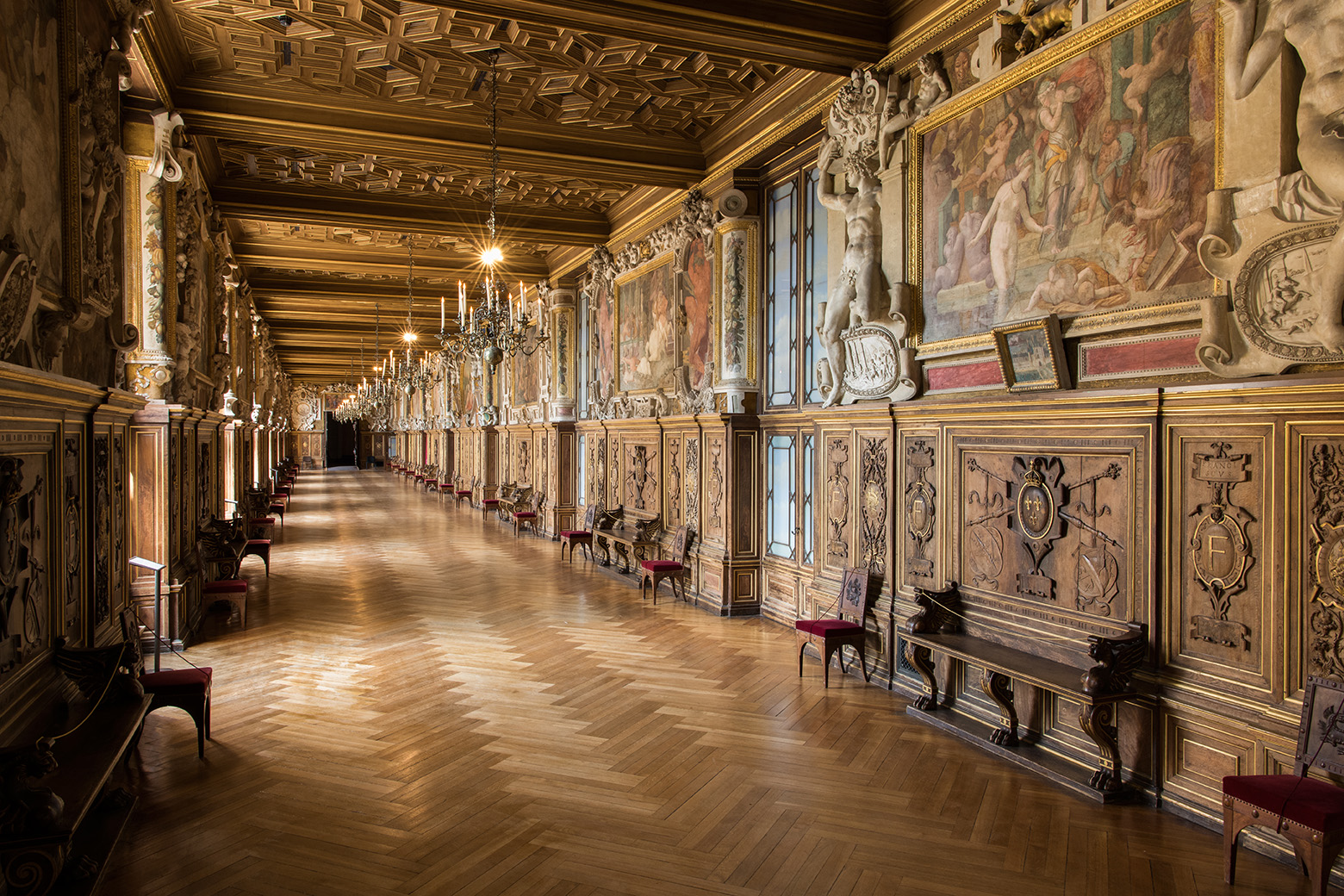 La galerie François Ier au château de Fontainebleau (photo : Serge : Reby)