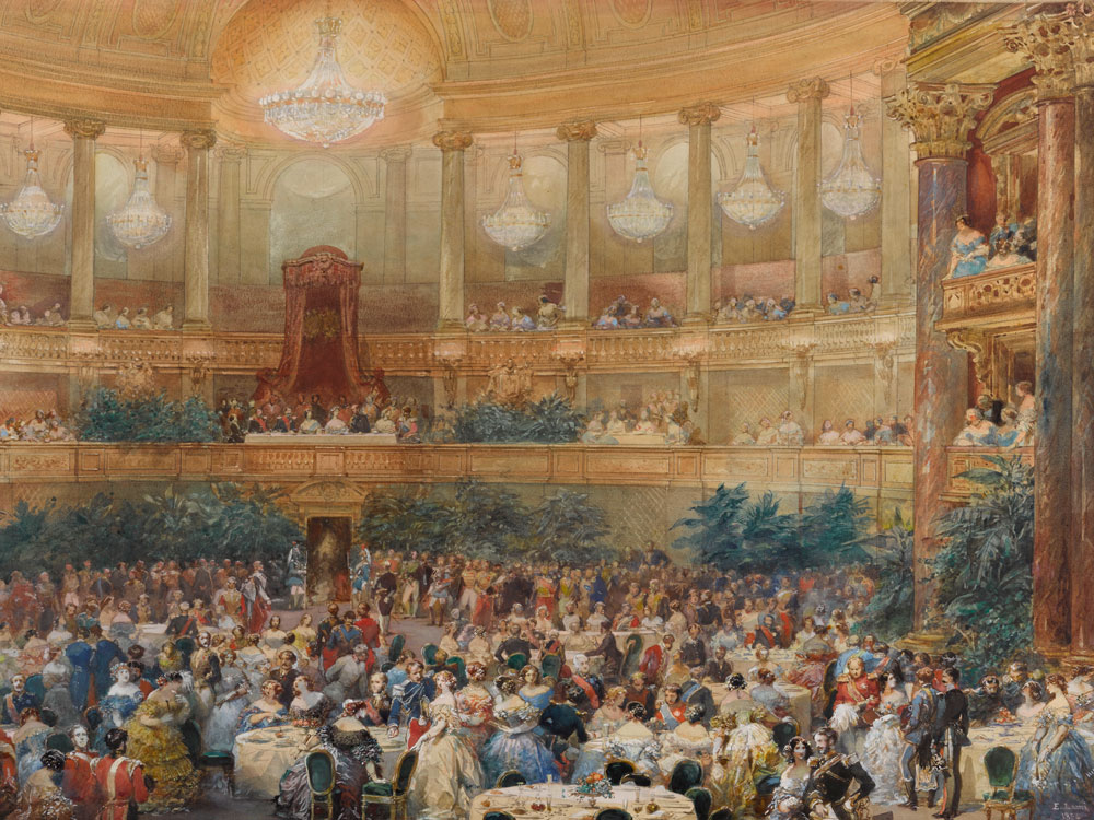 Souper offert par l’empereur Napoléon III à la reine Victoria dans la salle de l’Opéra du château de Versailles, le 25 août 1855 (Eugène Lami)