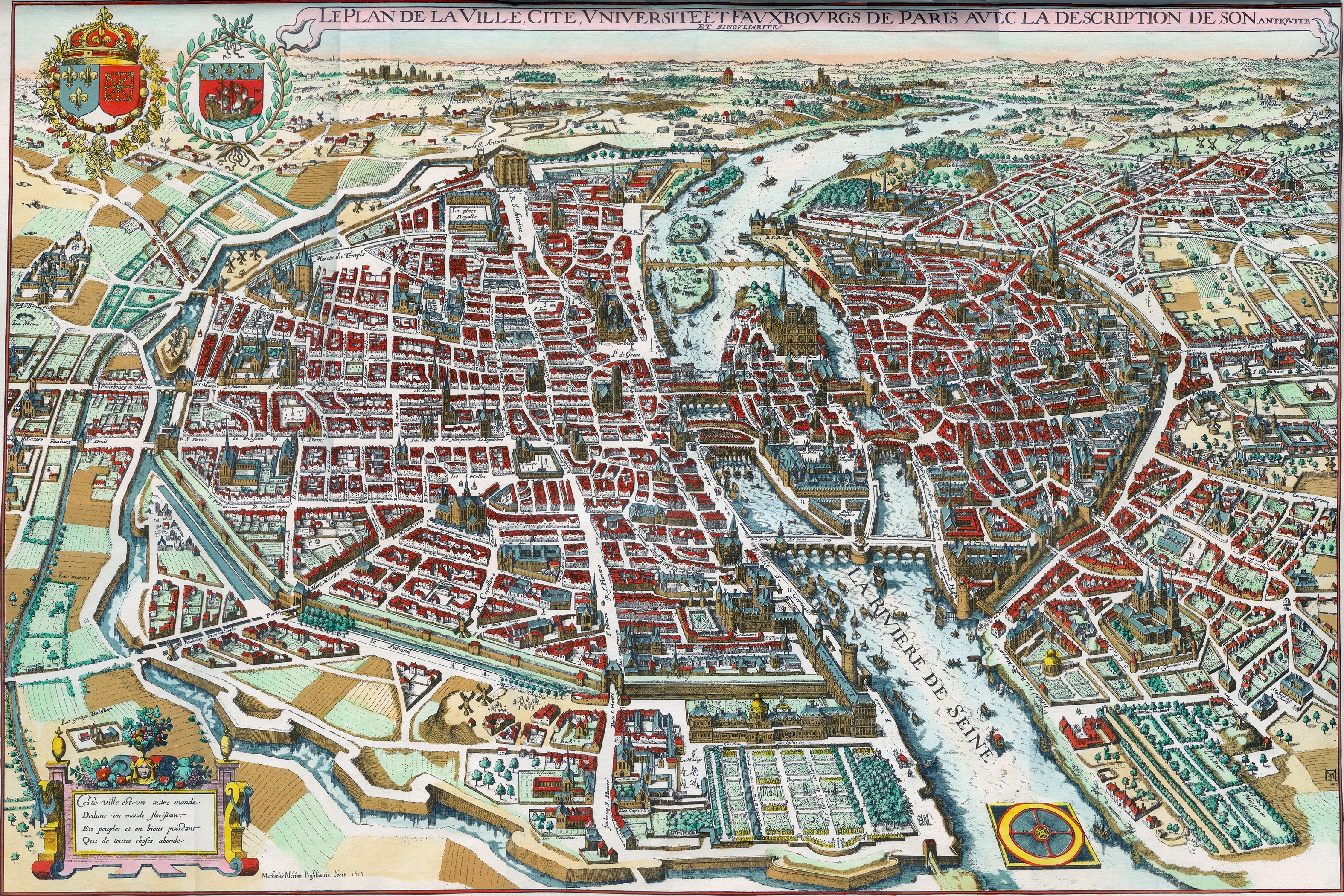 Les transformations de Paris d'après le plan Mérian (1615)