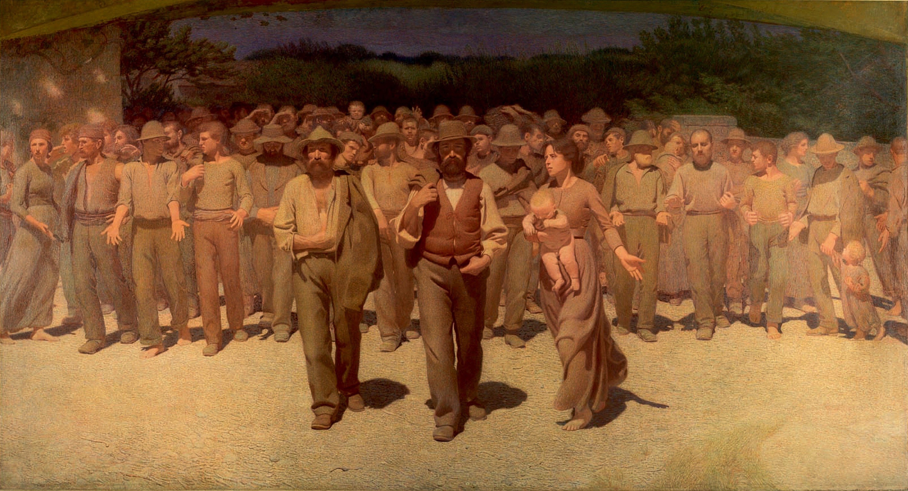 Il Quarto Stato (<em>« le Quart-État »</em>), oeuvre de Giuseppe Pellizza da Volpedo (293 × 545 cm, 1901, museo del Novecento, Milan)  