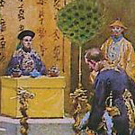 Un pl&eacute;nipotentiaire anglais devant l'empereur de Chine
