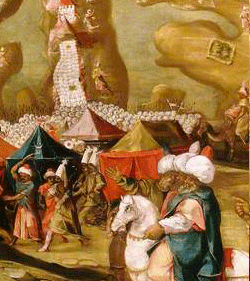 Si�ge et bombardement du fort de Saint-Elme par les Turcs le 27 mai 1565 (Matteo Perez d' Aleccio, fin XVIe si�cle, National Maritime Museum, Londres)