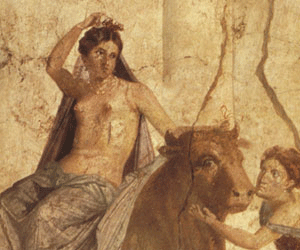 Enl&egrave;vement d'Europe (fresque de Pomp&eacute;i, mus&eacute;e de Naples)