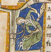 Lettrine, Br&eacute;viaire de Monti&eacute;ramey, XIIe s, BNF, Paris