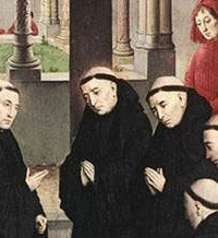 R&eacute;union du chapitre g&eacute;n&eacute;ral dans un monast&egrave;re clunisien (XVe si&egrave;cle, prieur&eacute; de Notre-Dame de Longpont, Essonne)