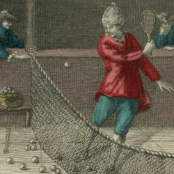 Jeu de paume &agrave; la fin du XVIIIe si&egrave;cle &agrave; Paris (estampe, BNF)