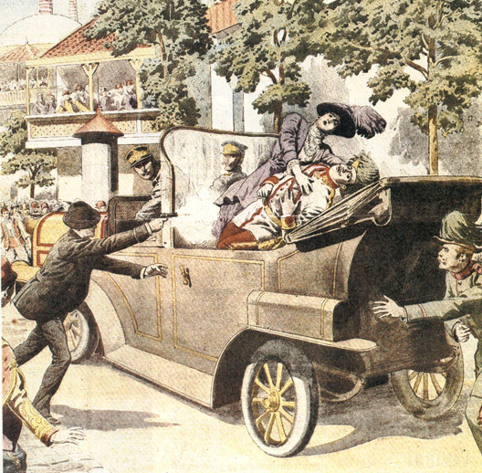 L'attentat de Sarajevo (gravure d'époque) L'attentat de Sarajevo (gravure d'époque)