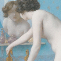 Jules Scalberg, Jeune femme se pr&eacute;parant au bain, 1910, coll. part.